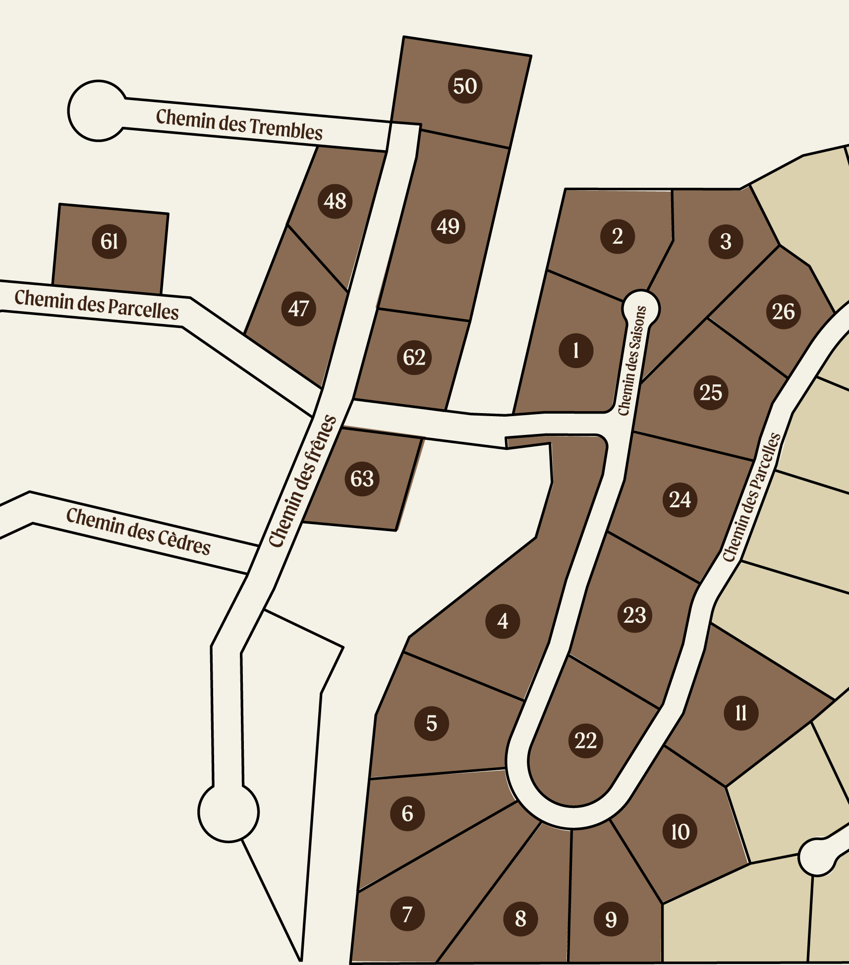 Map terrains les PARCELLES – mobile – FR